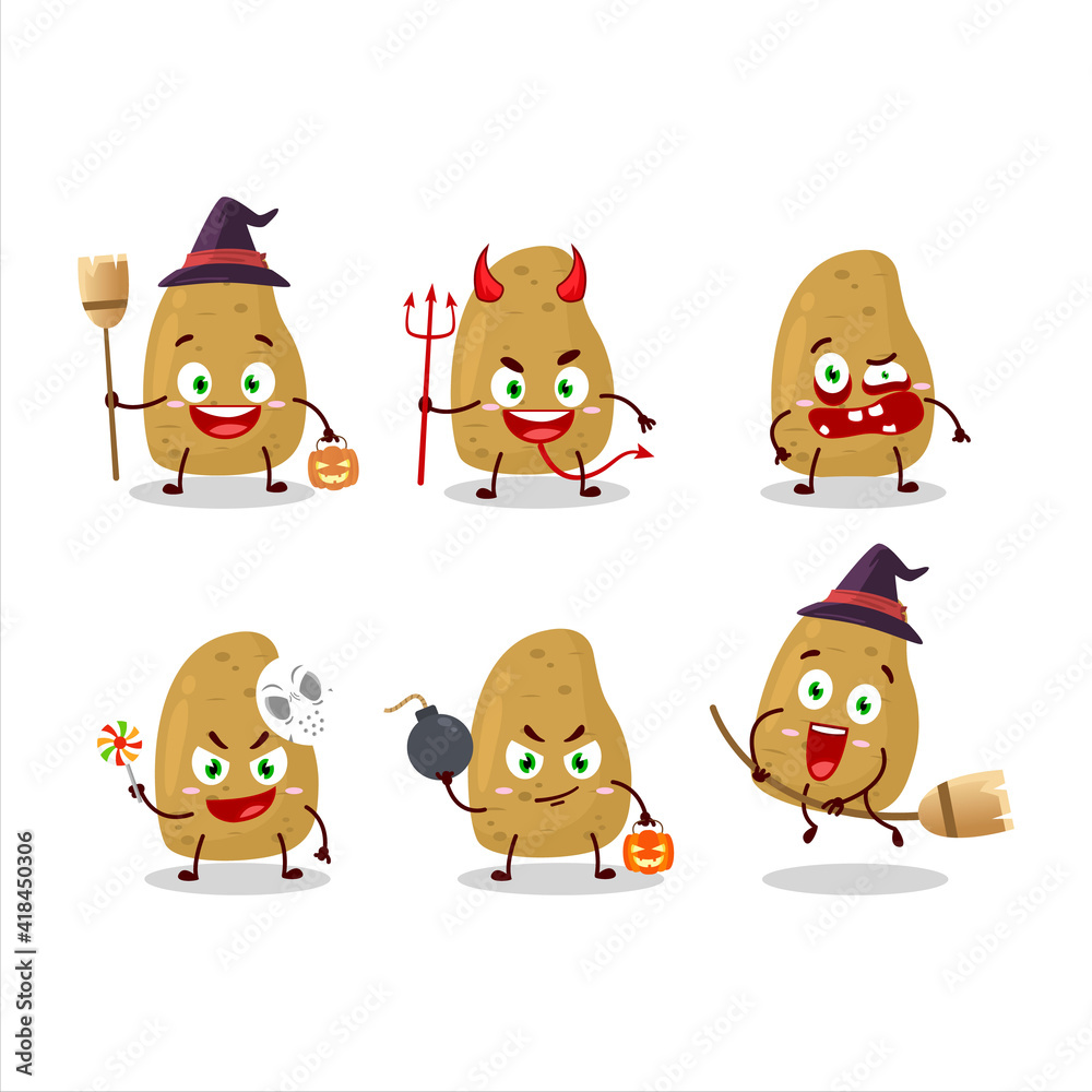 Halloween expression emoticons with cartoon character of potatoe Halloween expression emoticons with cartoon character of potatoe
