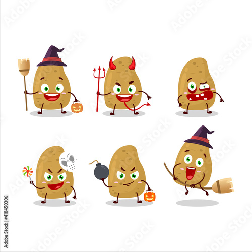 Halloween expression emoticons with cartoon character of potatoe