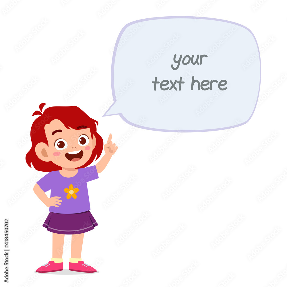 cute smart little girl speak with balloon chat cute smart little girl speak with balloon chat