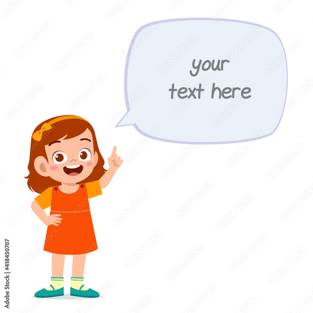 cute smart little girl speak with balloon chat cute smart little girl speak with balloon chat