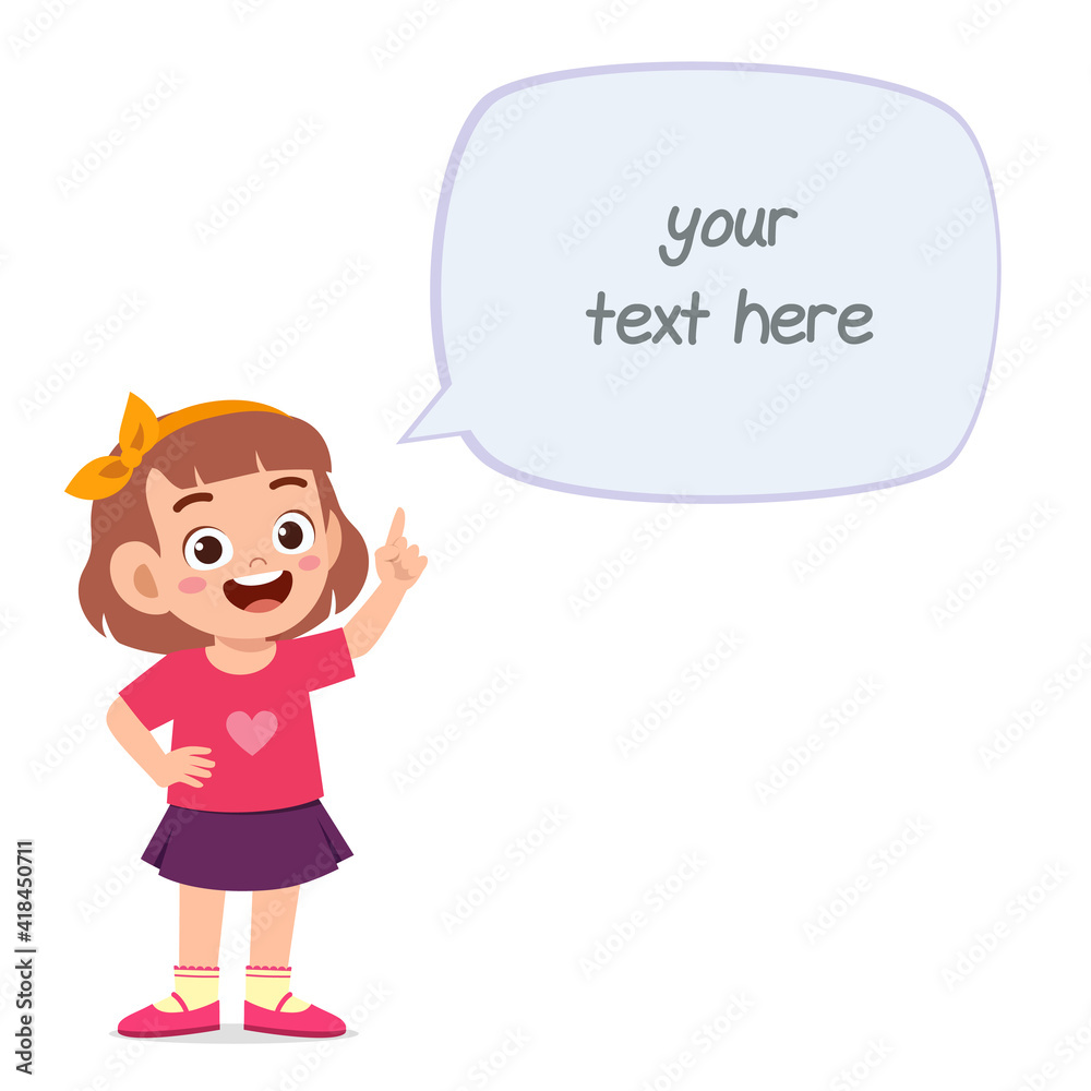 cute smart little girl speak with balloon chat cute smart little girl speak with balloon chat