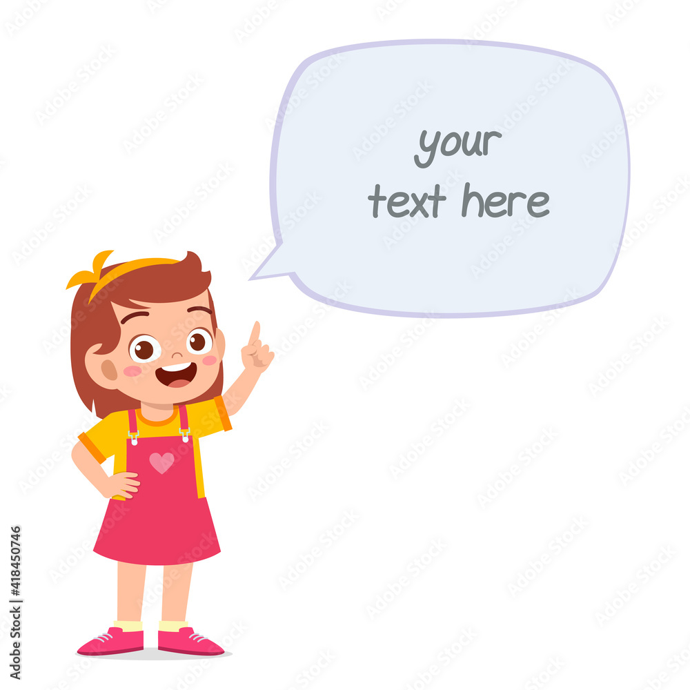 cute smart little girl speak with balloon chat cute smart little girl speak with balloon chat