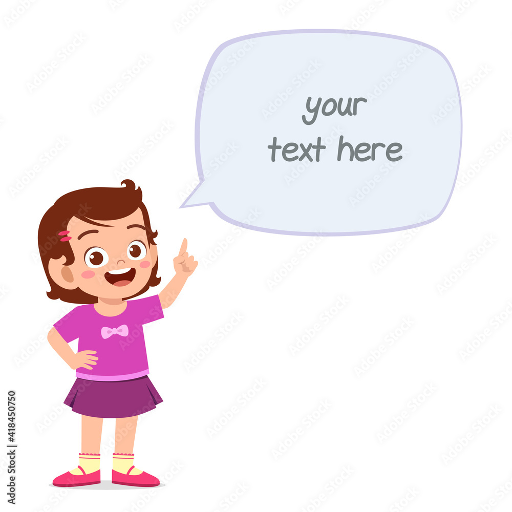 cute smart little girl speak with balloon chat cute smart little girl speak with balloon chat