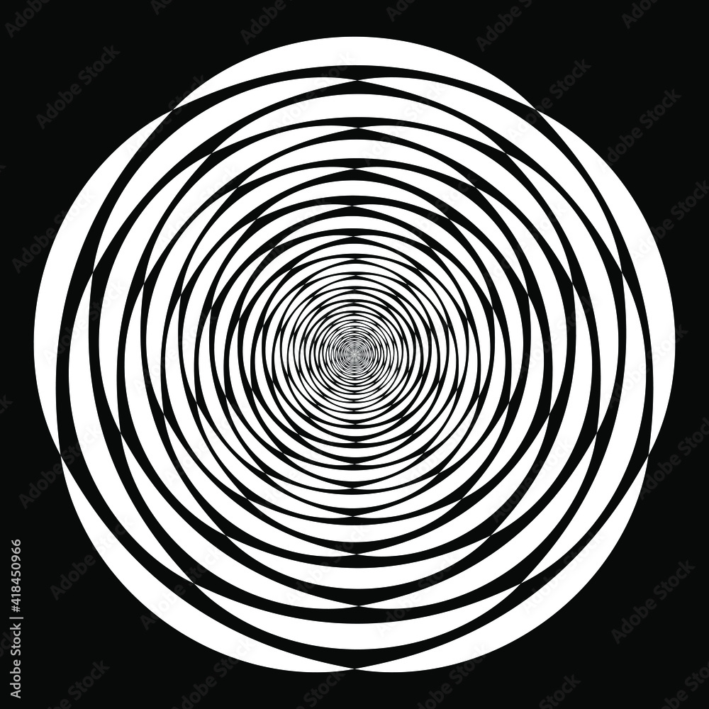White abstract concentric shape in round form. Geometric art. Trendy design element for frame, logo, blackout tattoo, symbol, web, prints, posters, template, pattern and abstract background White abstract concentric shape in round form. Geometric art. Trendy design element for frame, logo, blackout tattoo, symbol, web, prints, posters, template, pattern and abstract background