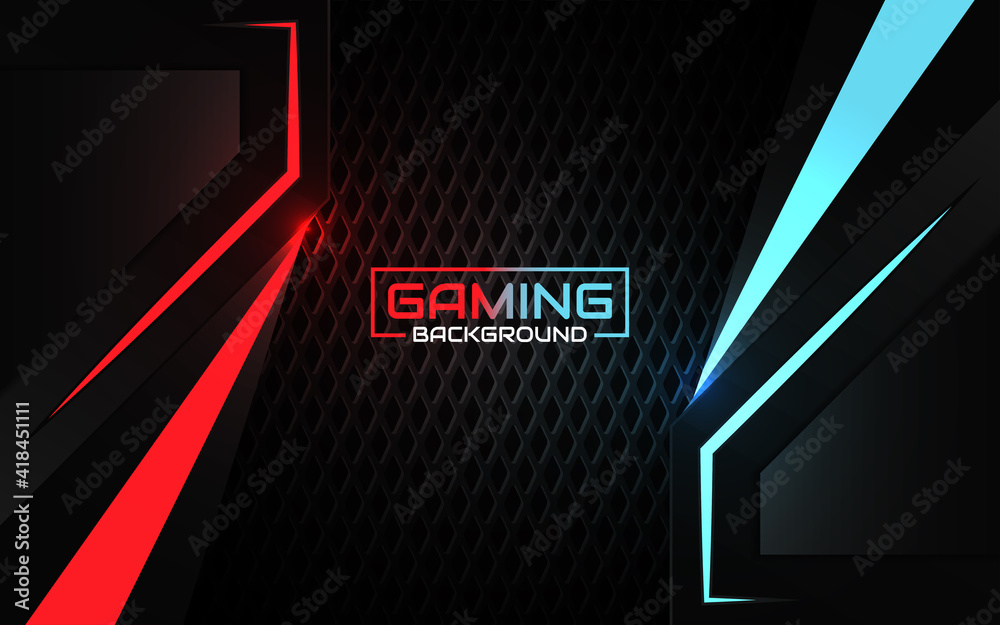 Abstract futuristic red and blue gaming background with modern esport