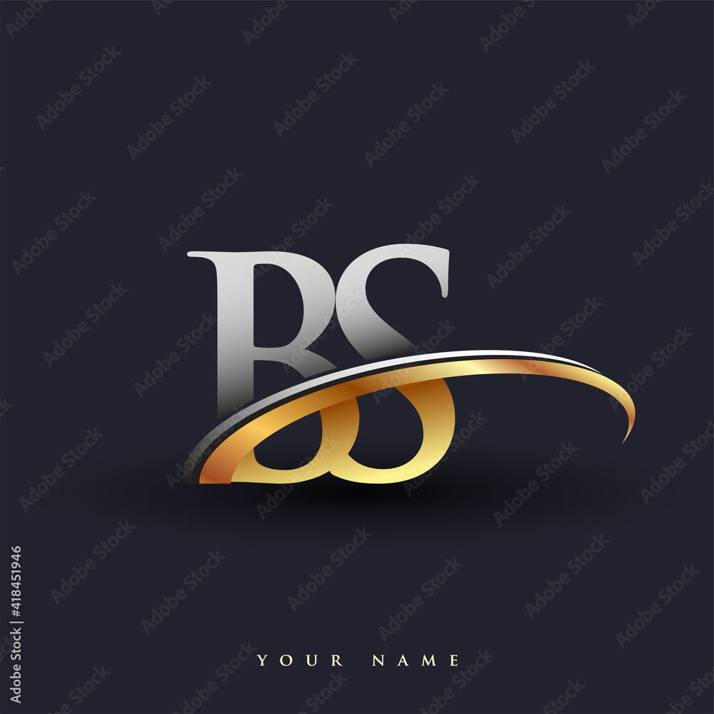 BS initial logo company name colored gold and silver swoosh design,  isolated on white background. vector logo for business and company  identity. Stock Vector | Adobe Stock