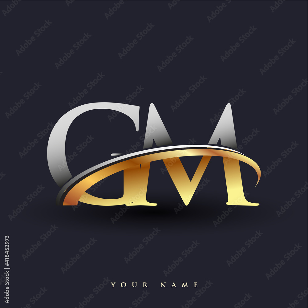 GM initial logo company name colored gold and silver swoosh design,  isolated on white background. vector logo for business and company  identity. Stock Vector | Adobe Stock