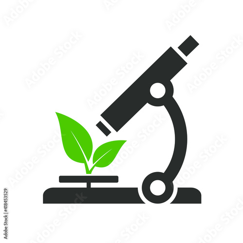 micoscope and leaf illustration, illustration for herbal product research 