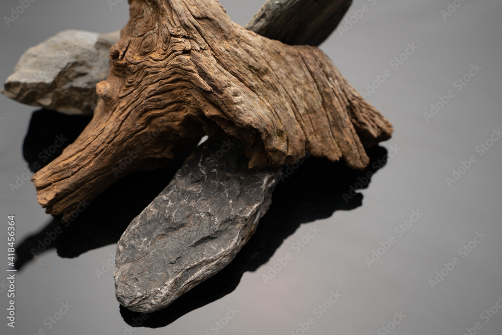 Natural frodo stones and driftwood with beautiful shape and textures for gardening layout or aquatic plants tank layout