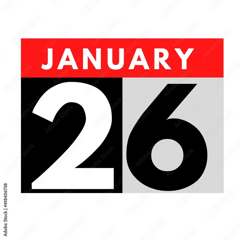 January 26 . flat daily calendar icon .date ,day, month .calendar for the month of January