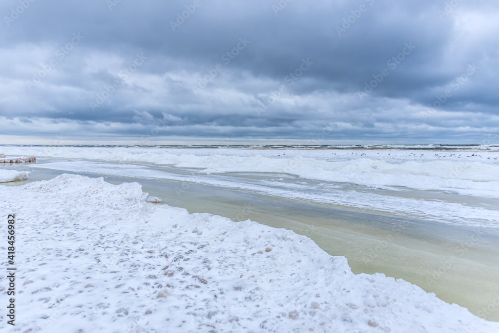 Frozen Snow Covered Beach on the Coast of Latvia on the Baltic Sea Frozen Snow Covered Beach on the Coast of Latvia on the Baltic Sea