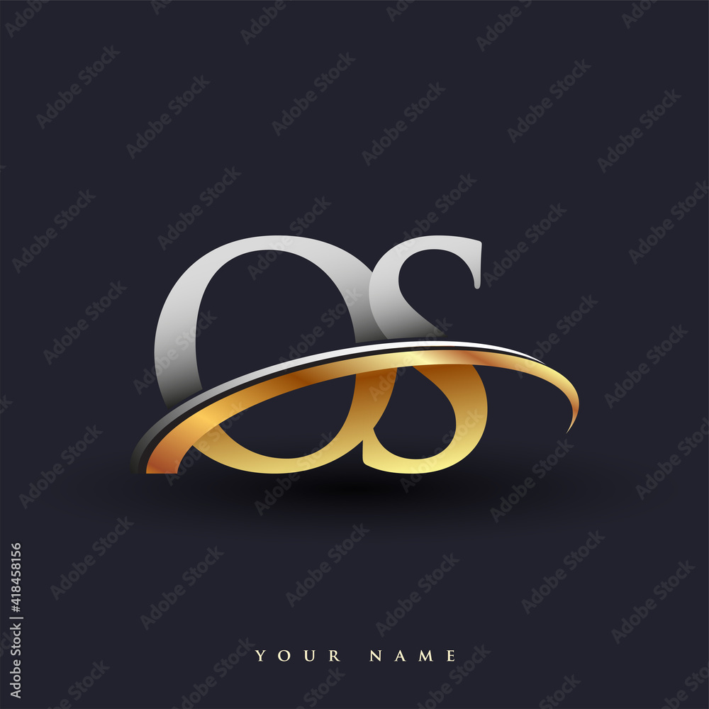OS initial logo company name colored gold and silver swoosh design,  isolated on white background. vector logo for business and company  identity. Stock Vector | Adobe Stock
