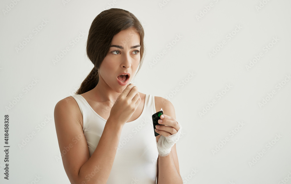 woman's bandaged head injury health problem medicine