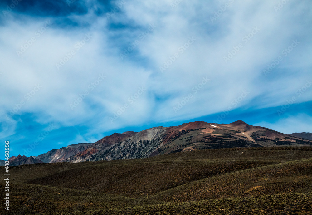 dramatic summer skies in the sierra Nevada mountain ranges in Eastern California.