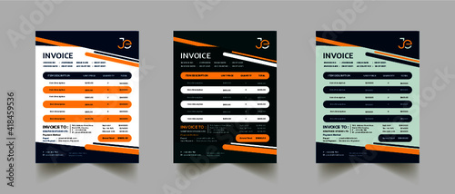 Originative Editable Modern Abstract Corporate Creative Professional Invoice template with 3 color.