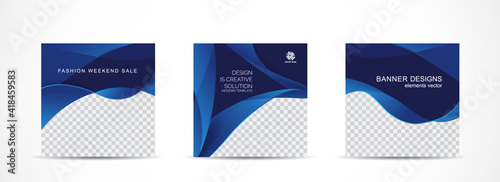 Set square banner template for social media post and web internet ads.vector illustrations.	