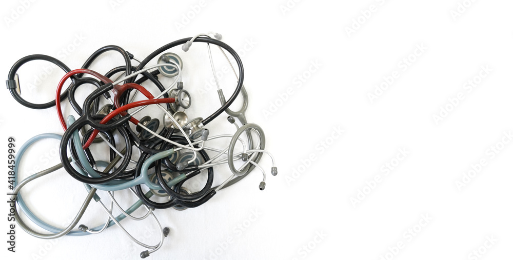 stethoscope on white background close-up and a place for your text stethoscope on white background close-up and a place for your text