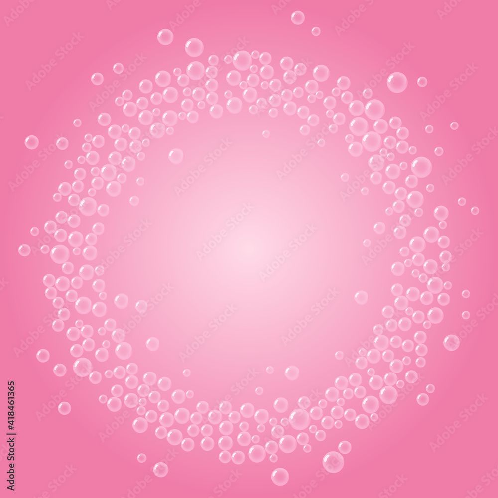 Cute romantic water wreath of pink bubbles on pink background. Saint Valentine Day vector image. Cozy template of stock illustration for banner design Cute romantic water wreath of pink bubbles on pink background. Saint Valentine Day vector image. Cozy template of stock illustration for banner design