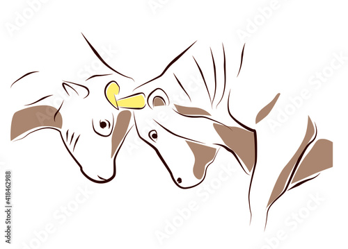 闘牛の線画イラスト