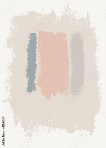 Vector boho wall art print. Trendy neutral bohemian style acrylic painting, home decor. Abstract art in soft pastel colors. Scandinavian wall decoration. Brochure cover creative contemporary design