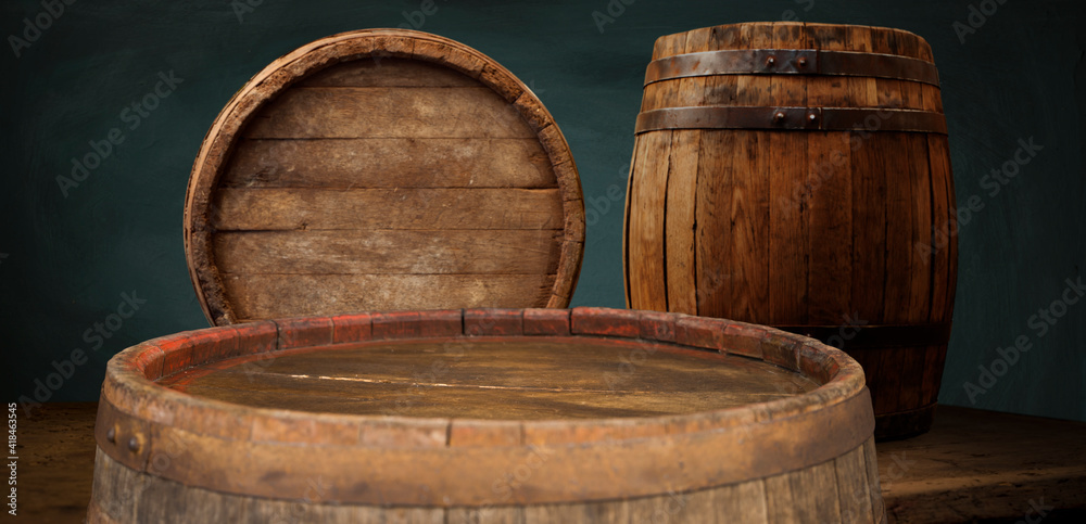 Fototapeta premium Barrels in the wine cellar, Porto, Portugal