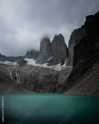 A view of Torres del Paine from the lagoon