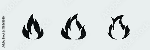 Fire flames, set vector icons