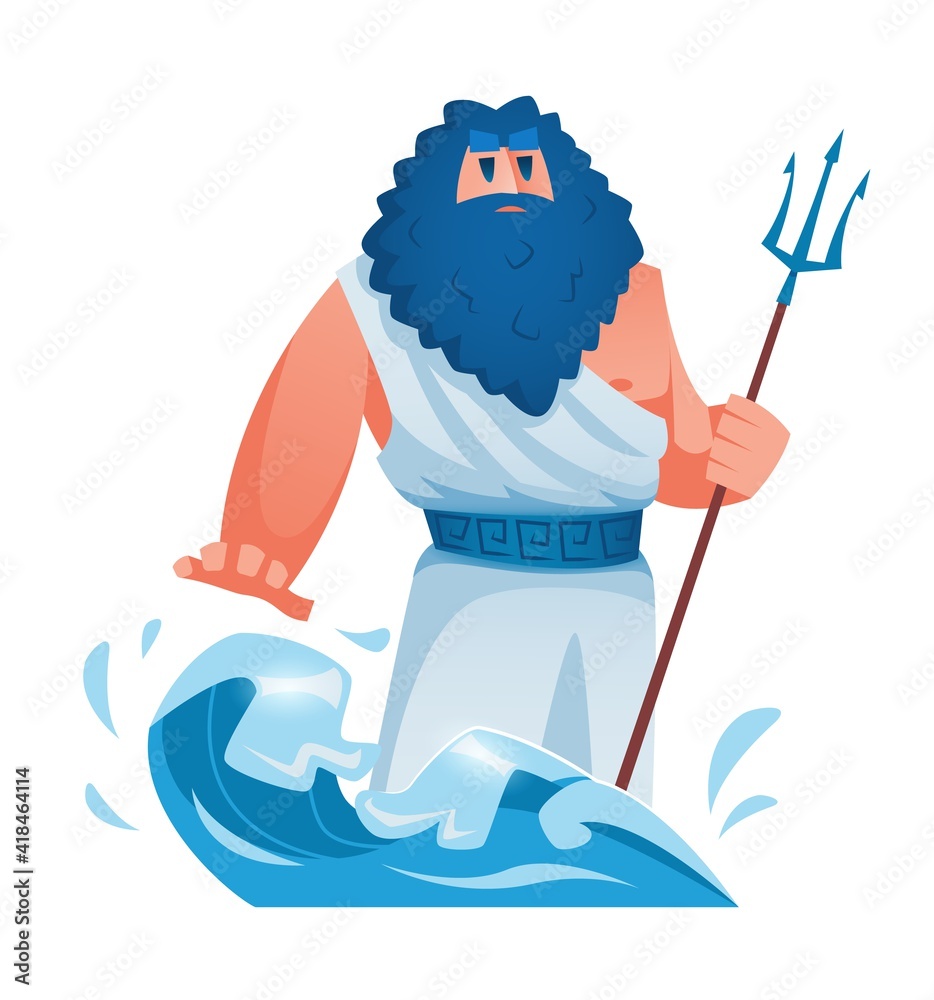 Poseidon. Ancient greek god with a trident in his hand. Lord of water ...