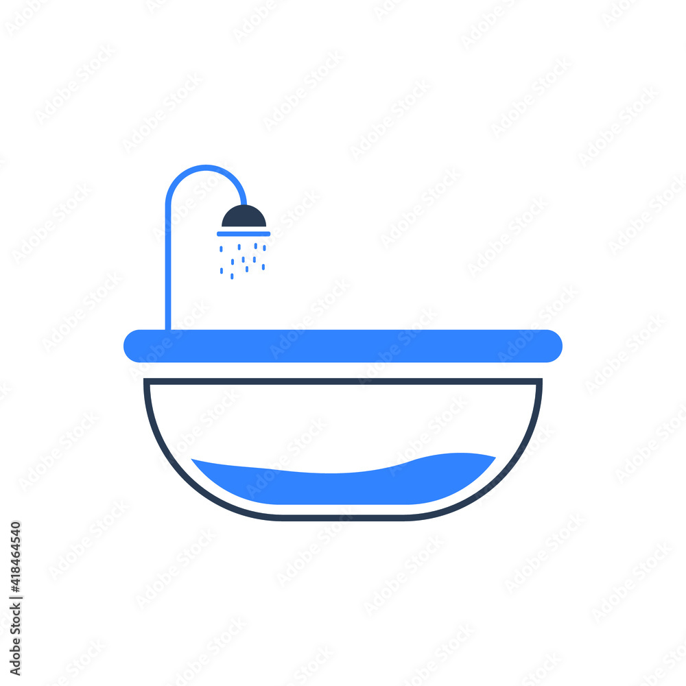 Bathtub icon. washing, shine, shower, water drop icon with vector illustration. Bathtub icon. washing, shine, shower, water drop icon with vector illustration.