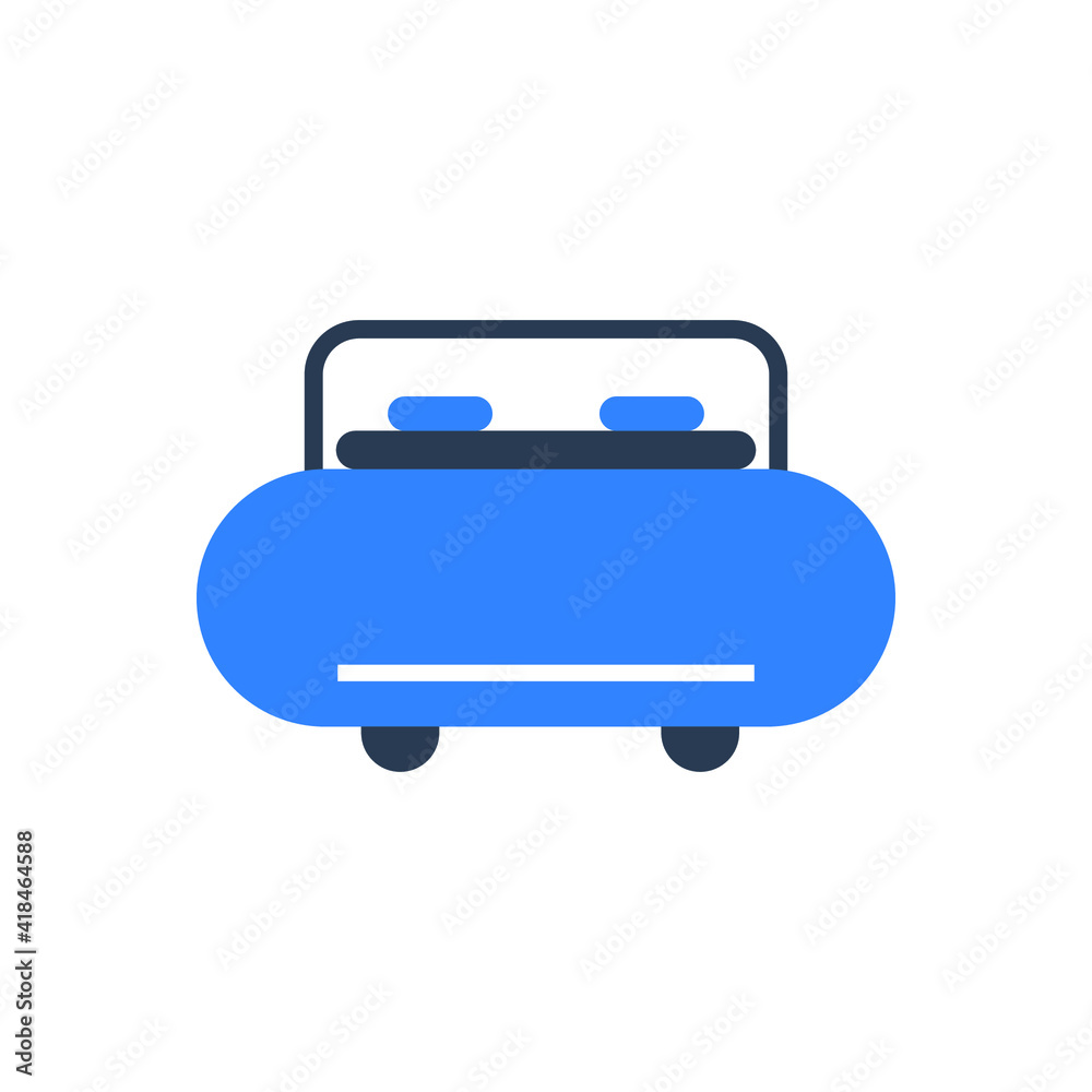 Bed icon. single bed, double bed icon with vector shape and illustration.