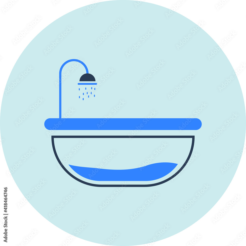 Bathtub icon. washing, shine, shower, water drop icon with vector illustration. Bathtub icon. washing, shine, shower, water drop icon with vector illustration.