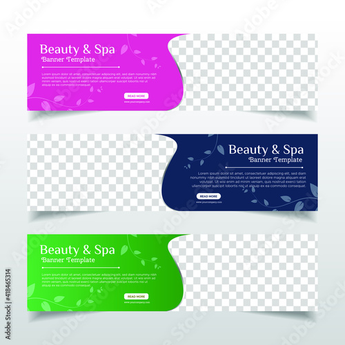 Beauty and spa web banner with place for photo. Horizontal Layout template. Business Ad banner. Vector EPS 10