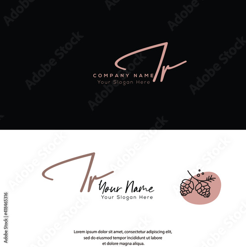 T R TR I R IR Initial letter handwriting and signature logo. Beauty vector initial logo .Fashion, boutique, floral and botanical