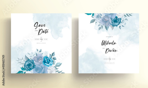 Beautiful wedding invitation card with soft flowers