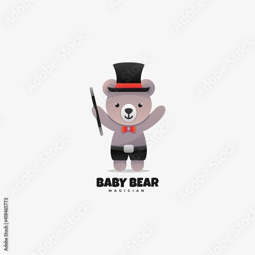 Vector Logo Illustration Baby Bear Gradient Colorful Style.