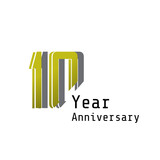 10 Years Anniversary Celebration Gold Color Vector Template Design Illustration