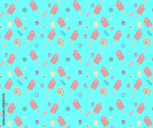 Ice cream pattern with multiple shapes elements. High quality photo