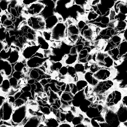 Black and white wet paint seamless pattern.