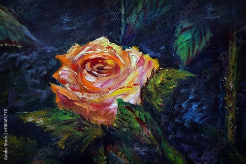 Art oil painting rose flower abstract design , background , thailand © Kwang Gallery