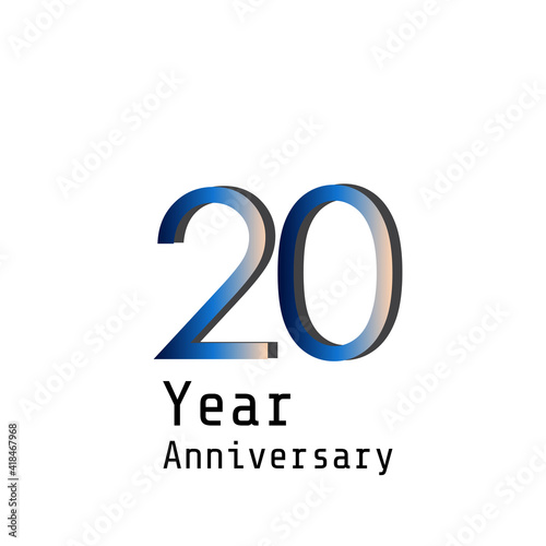 20 Years Anniversary Celebration Blue Color Vector Template Design Illustration