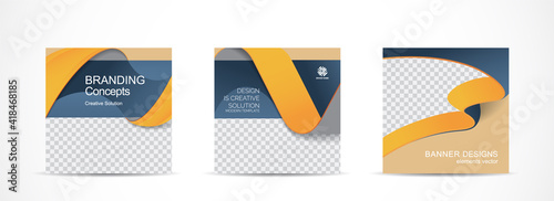 Set square banner template for social media post and web internet ads.vector illustrations.