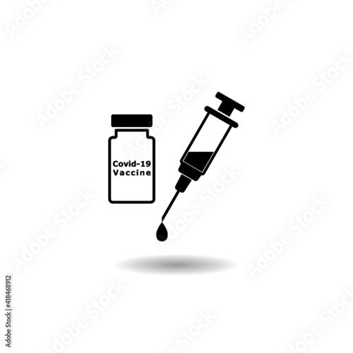 Covid - 19 vaccine Flat icon with shadow