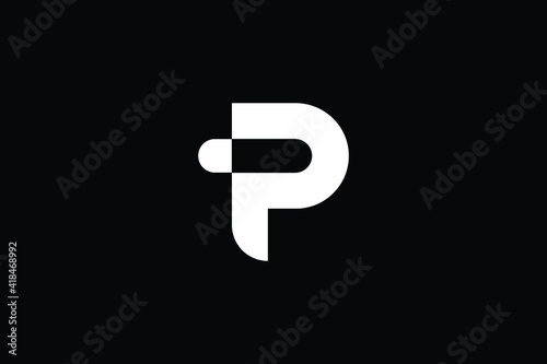 PT logo letter design on luxury background. TP logo monogram initials letter concept. PT icon logo design. TP elegant and Professional letter icon design on black background. P T TP PT