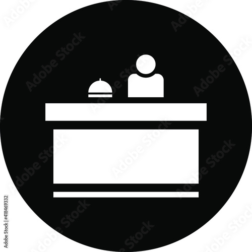 reception desk icon. reception table, help center icon
