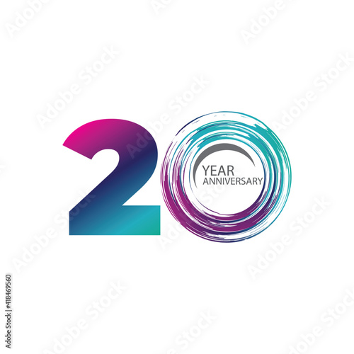 20 Years Anniversary Celebration Color Vector Template Design Illustration