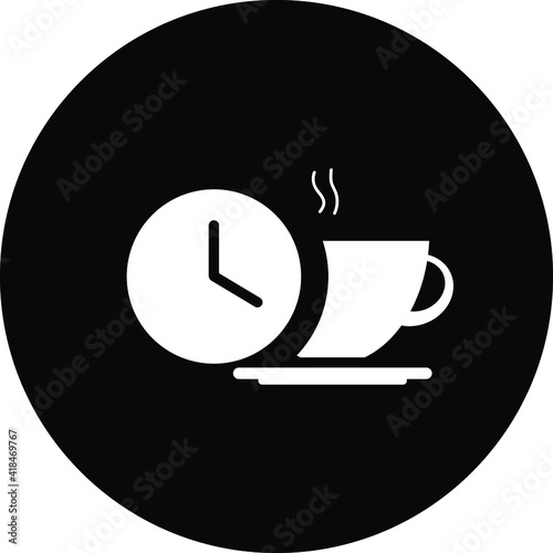 Coffee time icon. coffee with time, coffee with the watch, tea time, tea with time, tea with the watch icon.