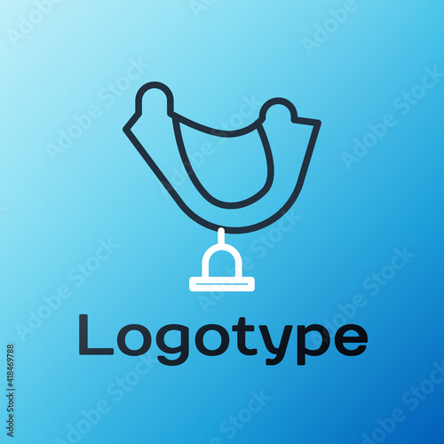 Line Wild west saddle icon isolated on blue background. Colorful outline concept. Vector Illustration.