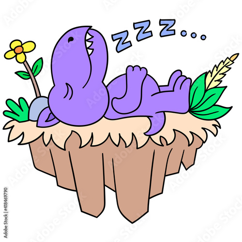 dinosaurs were sleeping soundly on the flying ground, doodle icon image kawaii