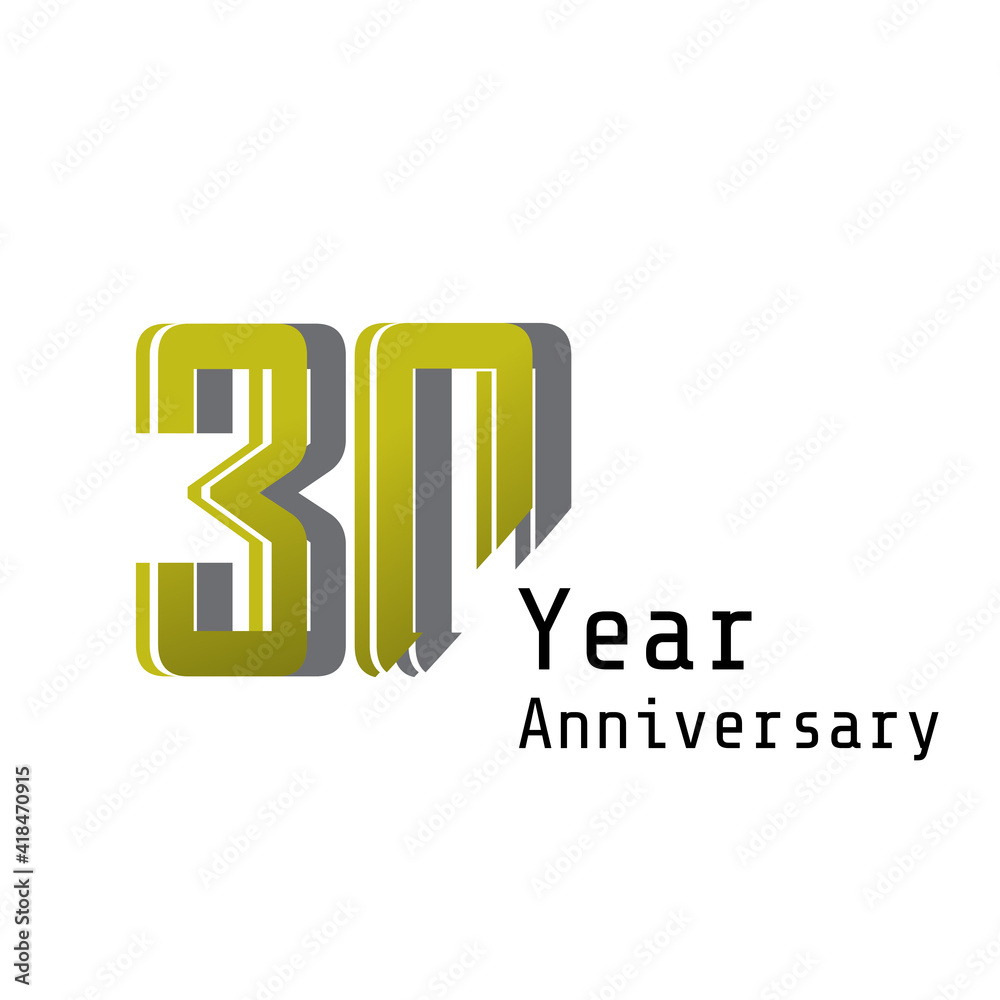 Obraz premium 30 Years Anniversary Celebration Gold Color Vector Template Design Illustration