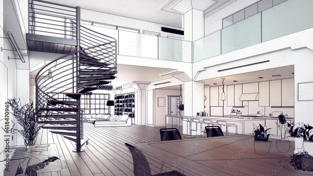 Luxury City Loft Apartment - loopable 3D Visualization
